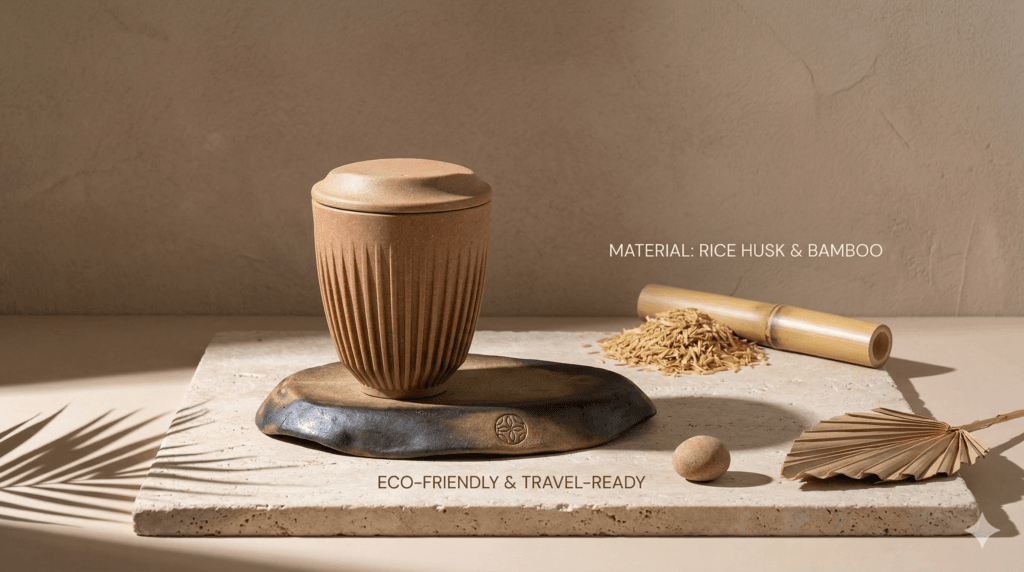 Natural Planet Friendly Travel Coffee Mug with Lid, Microwave Safe for Hot and Cold, Made with Rice Husk, Lightweight